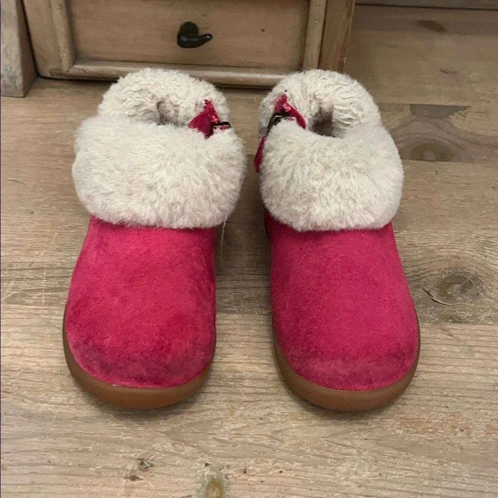 Ugg Dreamee Suede Booties Boots Faux Shearling Braid Detailing Size 6 Toddler
